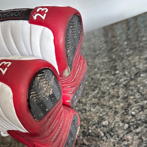 Jordan 12 retro White and Red Sneakers Iconic Design W7 or boys 5 - Picture 5 of 16
